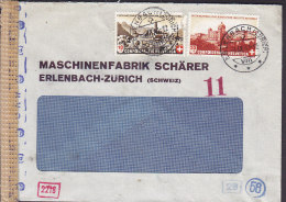 Switzerland MASCHINENFABRIK SCHÄRER, ERLENBACH (Zürich) 1943 Cover Lettera Censor Zensur Censore (2 Scans) - Storia Postale