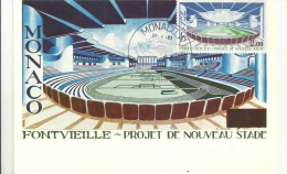 MONACO - FONTVIEILLE - Projet De Nouveau Stade - Timbre Et Tampon Jour D'émission 1983 - Cartas Máxima