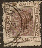 NZ 1882 6d Brown QV SG 201a U #AL1315 - Used Stamps