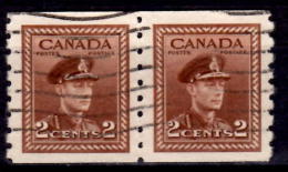 Canada 1942 2 Cent King George VI War Issue #264 Coil Pair - Otros & Sin Clasificación