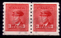 Canada 1942 3 Cent King George VI War Issue #265 Coil Pair - Otros & Sin Clasificación