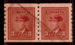 Canada 1943 3 Cent King George VI War Issue #265 Coil Pair - Sonstige & Ohne Zuordnung