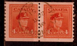 Canada 1948 4 Cent King George VI War Issue #281 Coil Pair - Autres & Non Classés