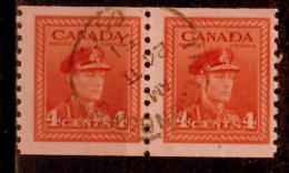 Canada 1948 4 Cent King George VI War Issue #281 Coil Pair - Otros & Sin Clasificación