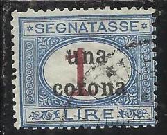 TRENTO E TRIESTE 1919 ITALY OVERPRINTED POSTAGE DUE TASSE TAXES SEGNATASSE CENT. 1 C SU LIRE 1 LIRA USATO USED OBLITERE' - Trentino & Triest