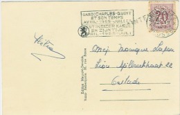 Pk 20 Ct 24.7.1955  Griffe-naamstempel SAINTES Naar Oostende - Briefe U. Dokumente