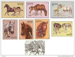 1995 KYRGYZSTAN HORSES 7V+MS - Kirgisistan