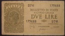 M_p> Regno Vitt Eman III° Banconota 2 Lire Bolaffi - Cavallaro - Giovinco 23 11 1944 - Italië – 2 Lire