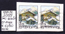 1.1.2002- FM/DM  "Ferienland Österr- Am Stein Meer, Sbg".  -  2x O  Gestempelt A. Briefstück  -  S. Scan  (2399o X2 ABs) - Used Stamps