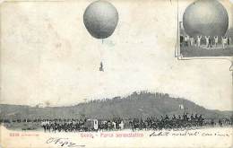 GENIO - IL PARCO AEREOSTATICO CON MONGOLFIERA IN VOLO. BELLISSIMA CARTOLINA DEL 1904 - Fesselballons