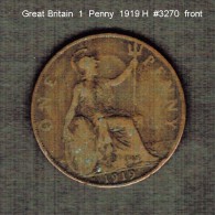 GREAT BRITAIN     1  PENNY  1919 H  (KM # 810) - D. 1 Penny