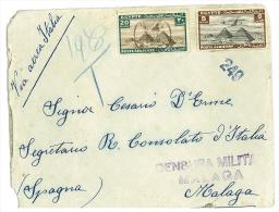 EGITTO - STORIA POSTALE - POSTAL HISTORY - ANNO 1939 - CENSURA MILITARE PER MALAGA - Brieven En Documenten