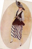 Belle Illustrée Signée MONESTIER : Femme à La Capeline - Monestier, C.