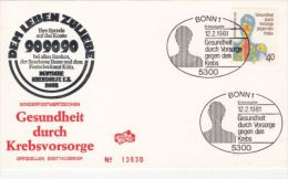 HEALTH RESORT, KREBSVORSORGE, EMBOISED COVER FDC, 1981, GERMANY - Hydrotherapy