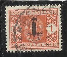 ITALY KINGDOM ITALIA REGNO 1944 REPUBBLICA SOCIALE ITALIANA RSI TASSE TAXES SEGNATASSE FASCIO L. 1 USED - Strafport