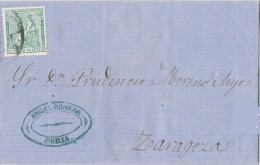 6183. Carta Entera SORIA 1873 A Zaragoza - Covers & Documents
