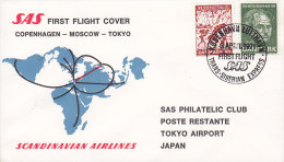 Denmark SAS 1st Flight Cover Brief 1971 KØBENHAVN LUFTHAVN COPENHAGEN - MOSCOW - TOKYO (Cz. Slania) Stamps - Posta Aerea