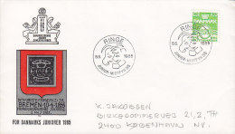 Denmark Sonderstempel RINGE Junior - Midtfyn 1985 Cover Brief Old Bremen Stamp Cachet - Lettres & Documents