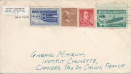 Lettre De New York 1957 Pour La France Oklahoma Statehood Washington Franklin International Naval Revue Sous-marin - Covers & Documents