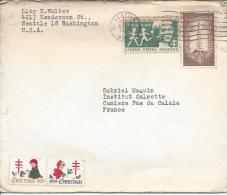 Lettre De Seattle 1959 Pour La France Timbres Santé Dentaire Pétrole - Covers & Documents