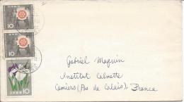 Fukushima 1961 Sur Lettre Pour La France Convention Rotary International Et Fleur - Storia Postale