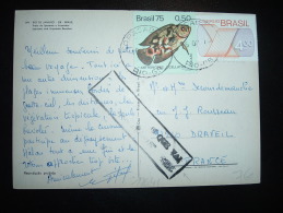 CP POUR LA FRANCE TP POISSON 0,50 + TP 4,00 OBL. 16.08.76 COPACABANA + GRIFFE SPECIALE ENCADREE - Cartas & Documentos