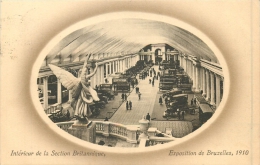 BRUXELLES EXPOSITION 1910 INTERIEUR  SECTION BRITANNIQUE AVEC CACHET POSTAL ENVOYEE A POUPEHAN SUR SEMOIS HOTEL DANLOY - Wereldtentoonstellingen