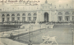 BRUXELLES EXPOSITION 1910 FACADE PRINCIPALE  AVEC CACHET POSTAL ENVOYEE A POUPEHAN SUR SEMOIS HOTEL DANLOY - Wereldtentoonstellingen