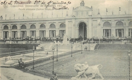 BRUXELLES EXPOSITION 1910 FACADE PRINCIPALE  AVEC CACHET POSTAL ENVOYEE A POUPEHAN SUR SEMOIS HOTEL DANLOY - Weltausstellungen