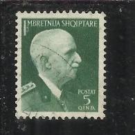 ALBANIA 1939 - 1940 SURCHARGE SOPRASTAMPATO 5 Q TIMBRATO USED - Albanien