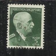 ALBANIA 1939 - 1940 SURCHARGE SOPRASTAMPATO 5 Q USATO USED OBLITERE' - Albanie