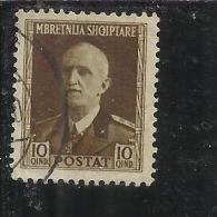 ALBANIA 1939 - 1940 SURCHARGE SOPRASTAMPATO 10 Q TIMBRATO USED - Albanie