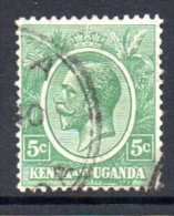 Kenya & Uganda GV 1922 5c Green, Fine Used - Kenya & Ouganda