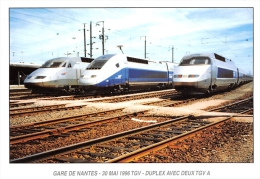 ¤¤  -  Gare De NANTES  -  30 Mai 1996  -  TGV - Duplex Avec 2 TGV A  -  Tirage Limité à 1000 Ex  -  ¤¤ - Trains