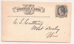 US - 3 - POSTAL CARD Sent 1876 From NEWPORT, VT  To WEST DERBY, Blue Muted Cancel,  Related To A BANKRUPT Dividends - ...-1900