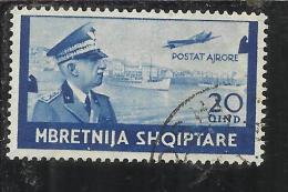 ALBANIA 1940 POSTA AEREA AIR MAIL SERIE ORDINARIA 20q USATO USED OBLITERE' - Albanie