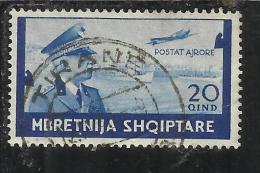 ALBANIA 1940 POSTA AEREA AIR MAIL SERIE ORDINARIA 20q USATO USED OBLITERE' - Albanie