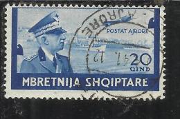 ALBANIA 1940 POSTA AEREA AIR MAIL SERIE ORDINARIA 20q USATO USED OBLITERE' - Albania