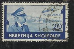 ALBANIA 1940 POSTA AEREA AIR MAIL SERIE ORDINARIA 20q USATO USED OBLITERE' - Albanie