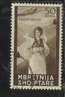 ALBANIA 1940 AEREA SERIE ORDINARIA COSTUME FEMMINILE 50q USATO USED OBLITERE' - Albanien