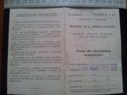 Ancienne Carte De Circulation Temporaire 1940 Montceau Les Mines - Sonstige & Ohne Zuordnung