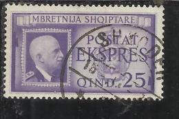 ALBANIA 1940 ESPRESSO VITTORIO EMANUELE III 25 Q TIMBRATO USED - Albania