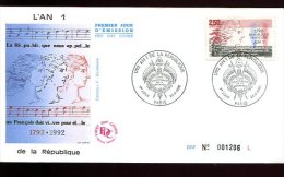 FDC 26/09/92 : 1792 An 1 De La République - French Revolution