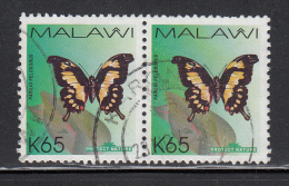 Malawi Used Pair 65k Papilio Pelodorus - Butterflies - Malawi (1964-...)