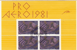 Bloc De Quatre, Bord D Feuille Pro Aéro 1981, Oblitération De 1er Jour (stempel FDC) - Usados