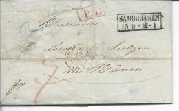 Lettre De Saarbruck Pour Le Havre 15.9.1864 Cachet D´entrée Prusse Forbach - Briefe U. Dokumente