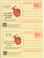 2005, India Meghdoot Postcard, Postal Stationery, 2 Diff., Smiling Gas, " I Am Small But Helpfull, Use LPG, - Gas