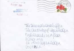 Belgium Deluxe BRUSSEL N2001 Cover Lettre To Denmark 3-Sided Perf. Flower Blume Stamp - Covers & Documents