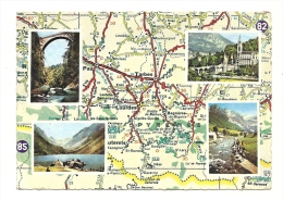 Cp, Carte Géographique, Les Pyrénées, Avec Vues De Lourdes, Gavarie, Leac De Gaube, Pont Napoléon, Voyagée 1969 ? - Carte Geografiche