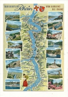 Cp, Carte Géographique, Der Deutch Rhein, Von Koblenz Bis Mainz - Maps